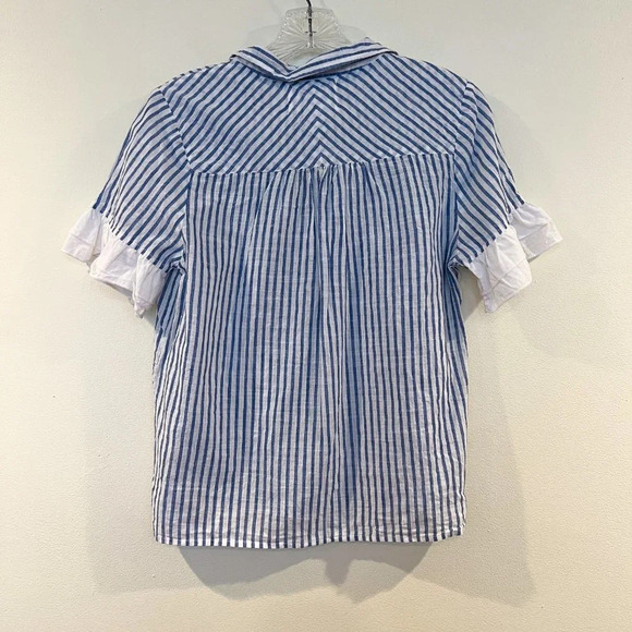 Leon & Harper 100% Cotton Lightweight Classic Collared Striped Preppy Shirt S - Picture 9 of 9